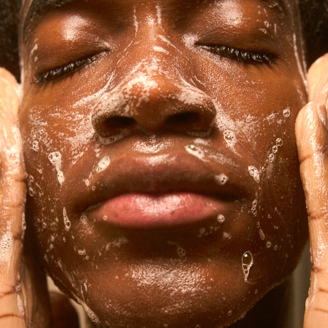 Man using Gentle Foaming Face Cleanser